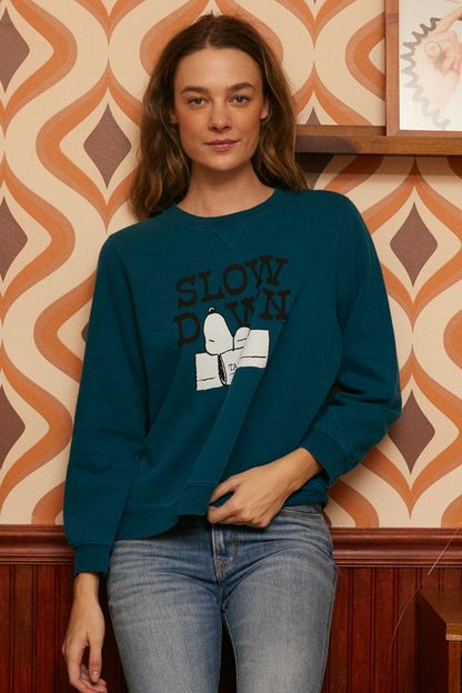 Peanuts Slow Down Authentic Vintage Womens Crewneck Sweatshirt