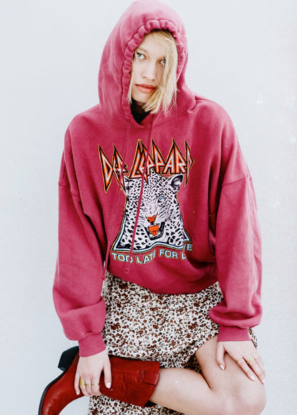 Def Leppard Too Late For Love Womens Oversized Hoodie Sweatshirt Purple by Daydreamer LA