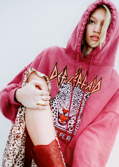 Def Leppard Too Late For Love Womens Oversized Hoodie Sweatshirt Purple by Daydreamer LA