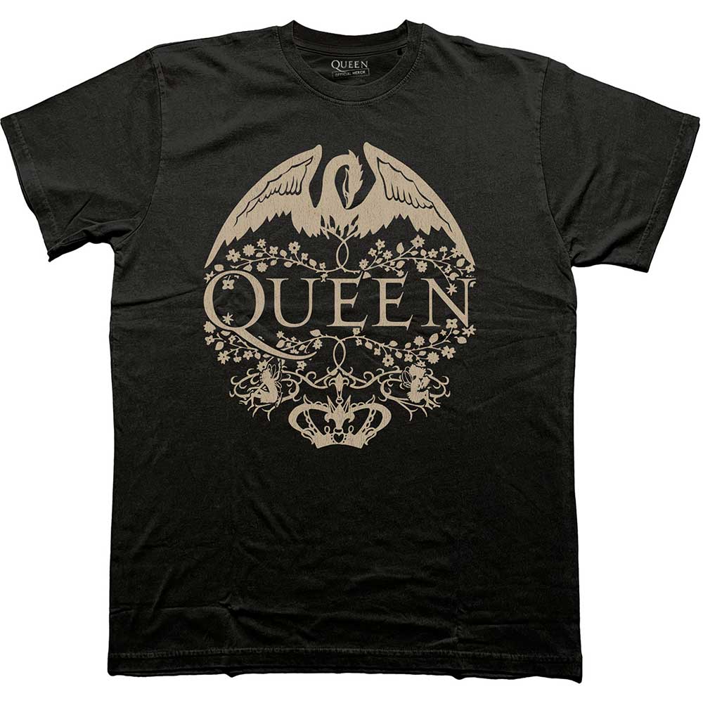 Queen Floral Crest Mono Mens T Shirt