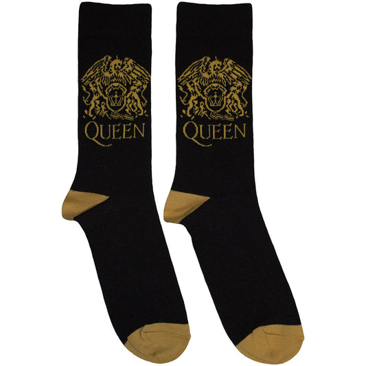 Queen Gold Crest Socks Black