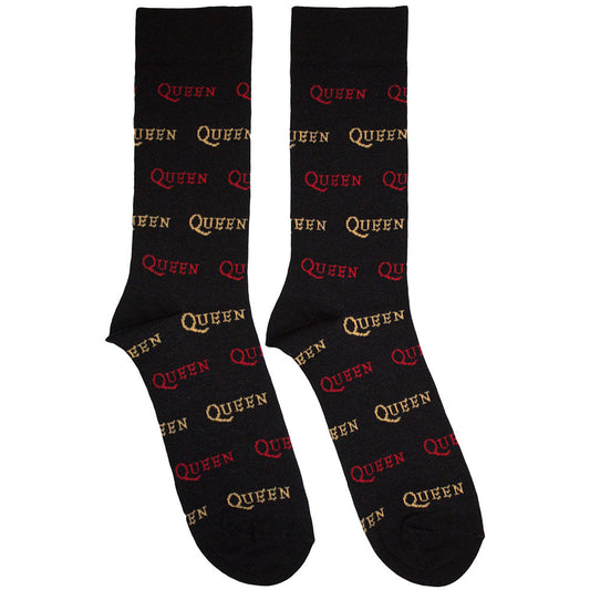 Queen Logo Repeat Colour Socks Black