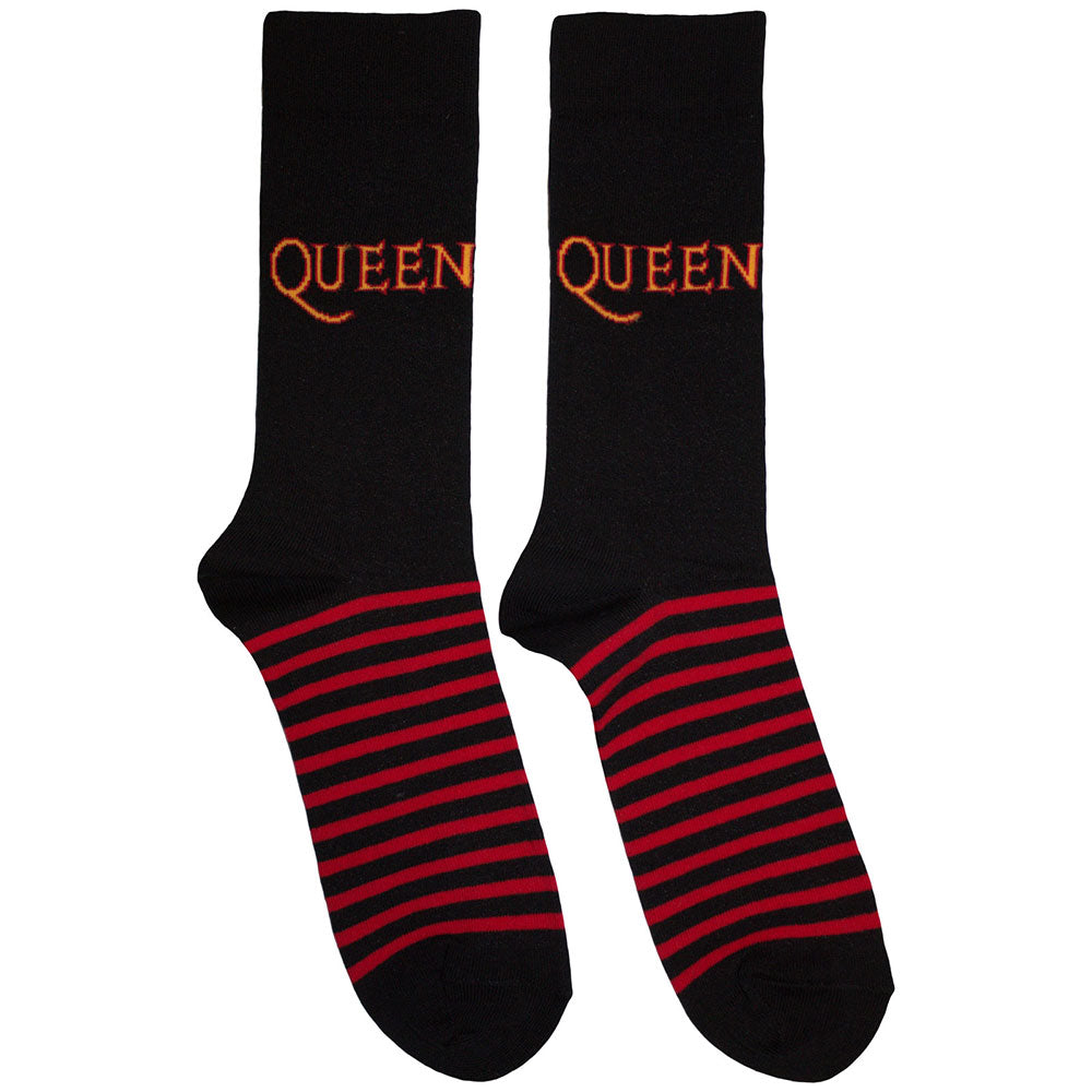 Queen Logo & Stripes Socks Black