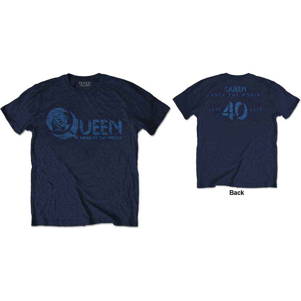 Queen News of the World 40th Vintage Logo Mens T Shirt