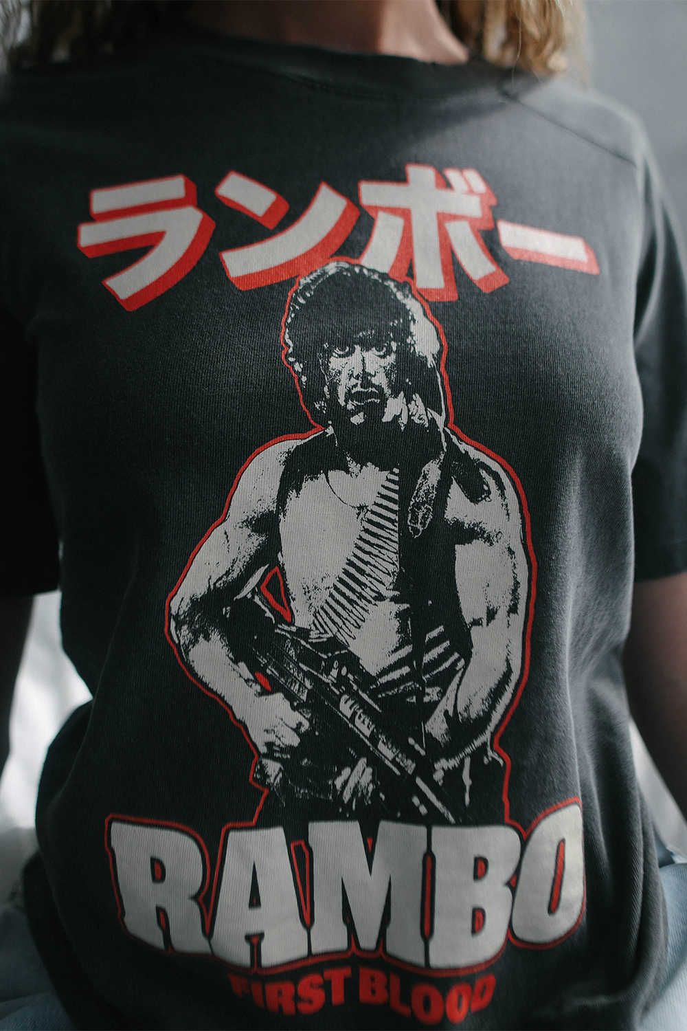 Rambo First Blood Japan Tee Womens T Shirt Vintage Black