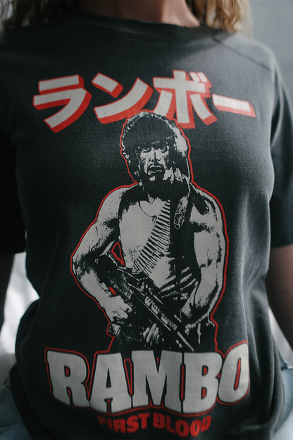 Rambo First Blood Japan Tee Womens T Shirt Vintage Black