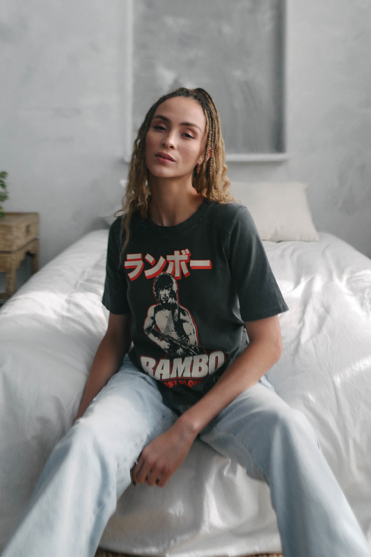 Rambo First Blood Japan Tee Womens T Shirt Vintage Black