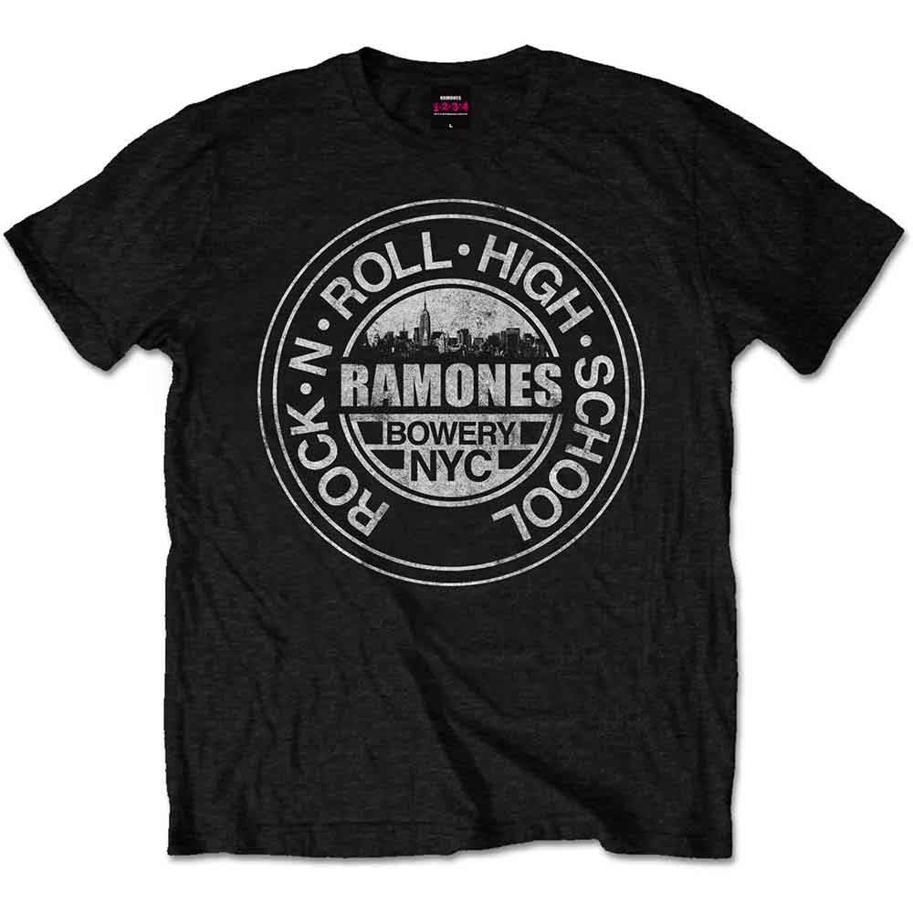 Ramones Rock 'n Roll High School, Bowery, NYC Mens T Shirt