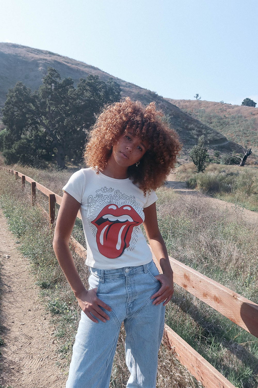 Rolling Stones Ruby Tuesday Baby Tee Womens T Shirt White
