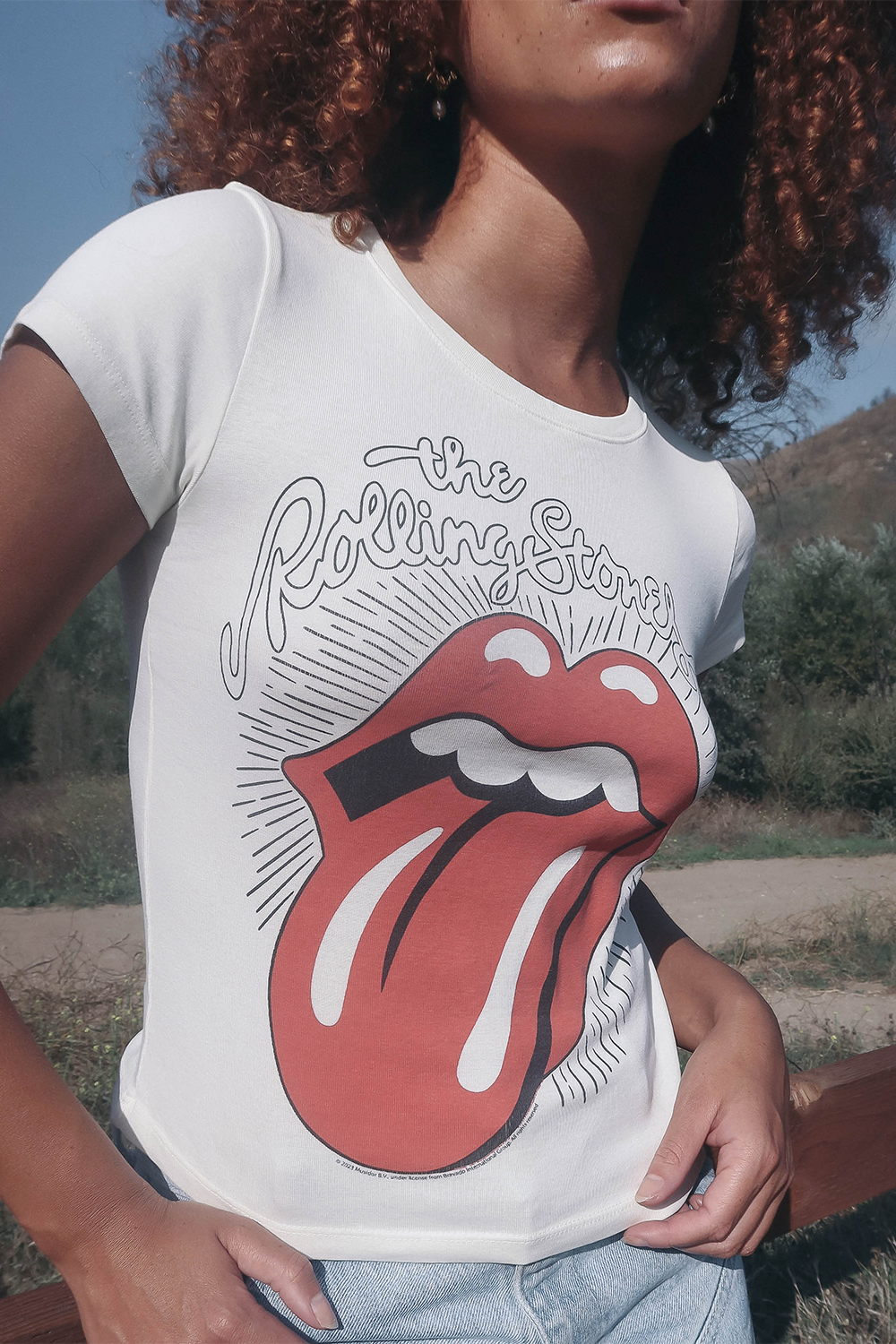 Rolling Stones Ruby Tuesday Baby Tee Womens T Shirt White