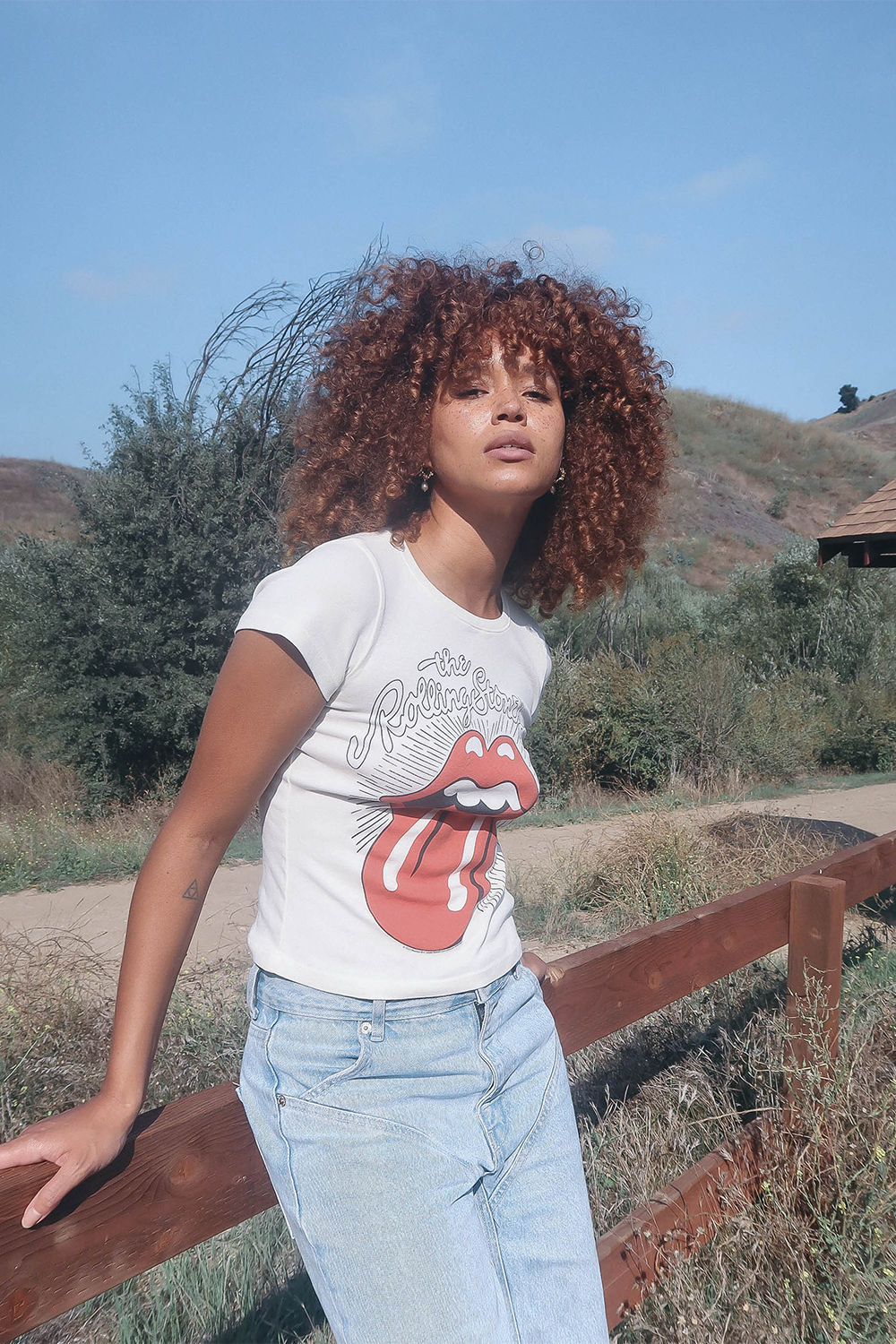 Rolling Stones Ruby Tuesday Baby Tee Womens T Shirt White