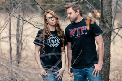 Red Logo What The Frack Adult T Shirt