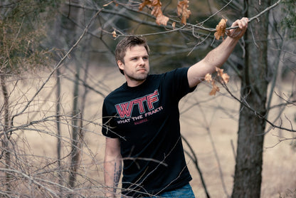 Red Logo What The Frack Adult T Shirt