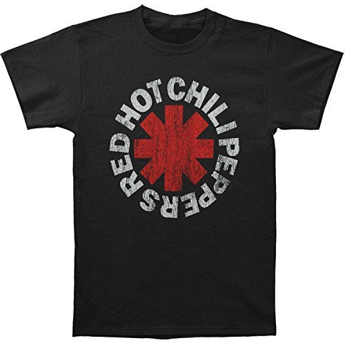 RHCP Red Hot Chili Peppers Asterisk Distressed Black Logo Officially Licensed Mens T Shirt