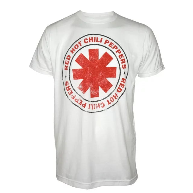 RHCP Red Hot Chili Peppers Asterisk Distressed Black Logo Officially Licensed Mens T Shirt
