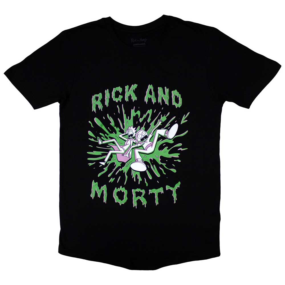 Rick & Morty Green Splat Mens T Shirt