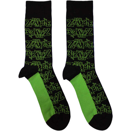 Rob Zombie Logo Repeat Socks Black
