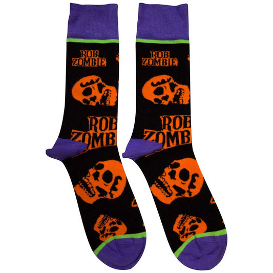 Rob Zombie Orange Skulls Socks Black