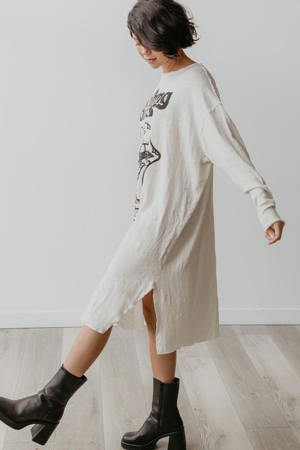 The Rolling Stones Flower Power Womens T Shirt Dress Ivory