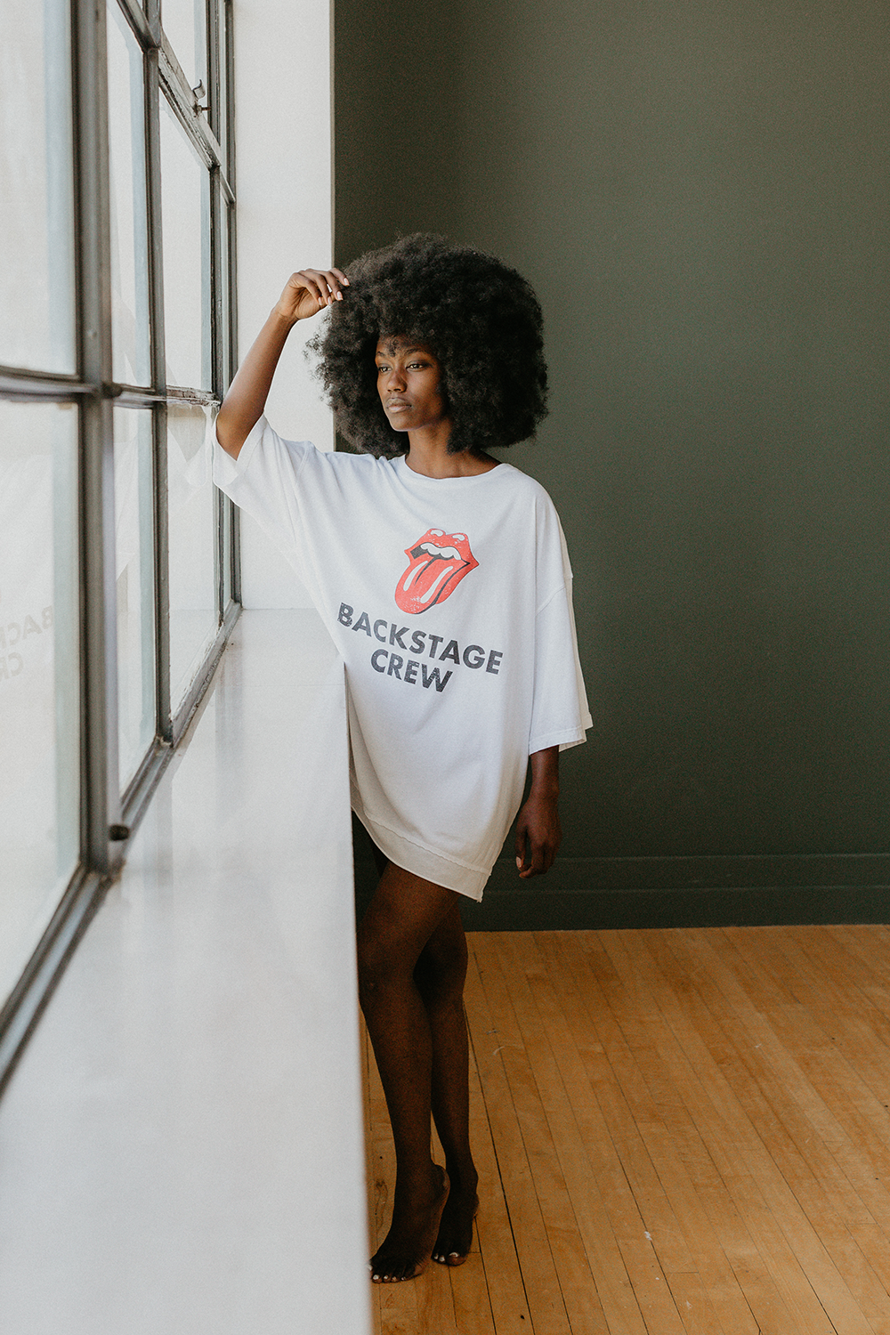 Rolling Stones Backstage Crew Oversized Tee Womens T Shirt White