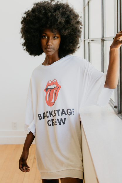 Rolling Stones Backstage Crew Oversized Tee Womens T Shirt White