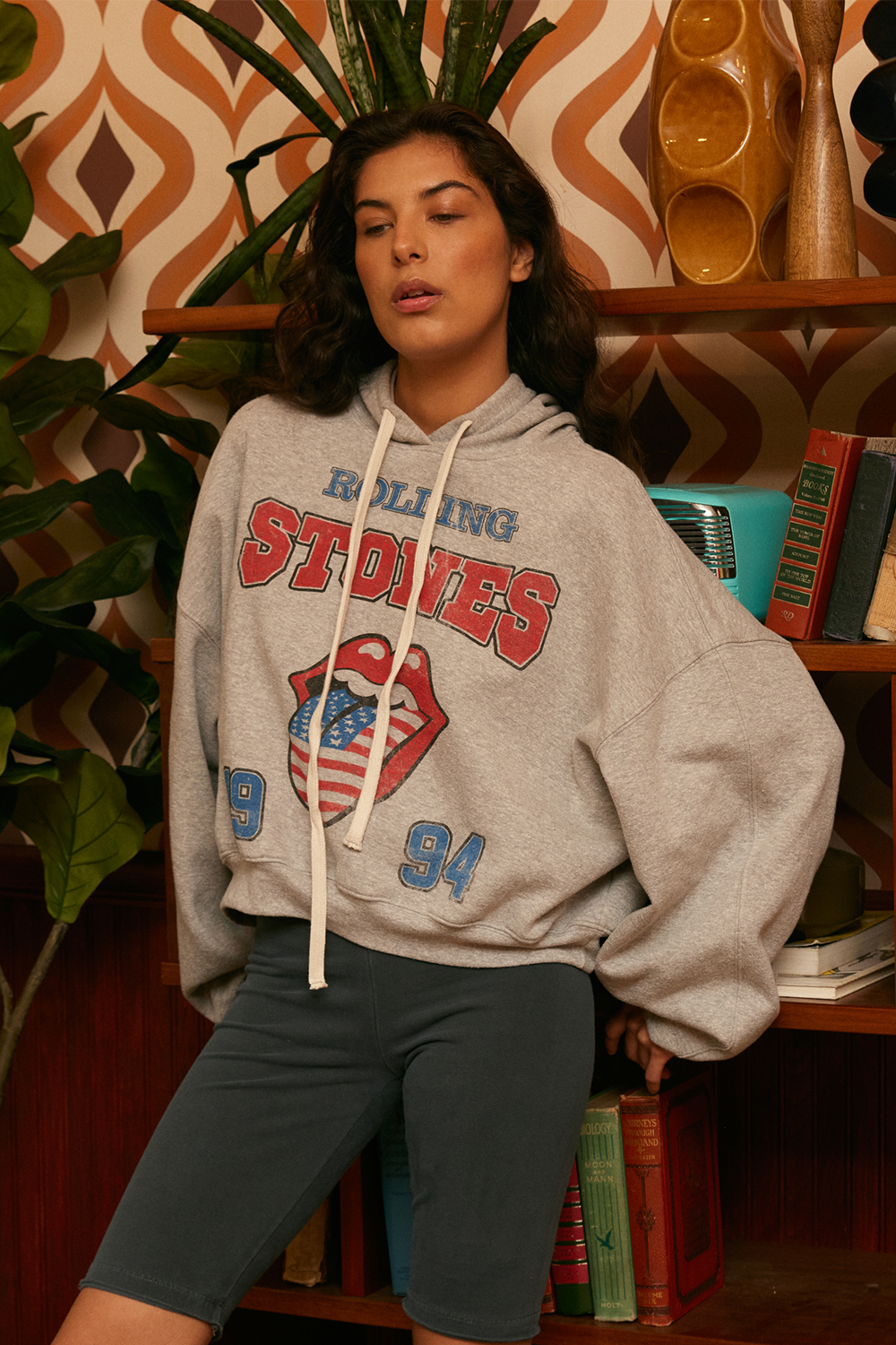 Rolling Stones USA 1994 Womens Sweatshirt Hoodie Heather Grey
