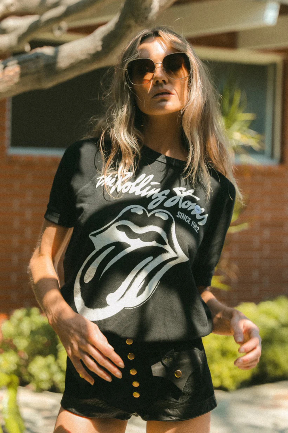 Rolling Stones Black Raglan Tee Womens T Shirt Black