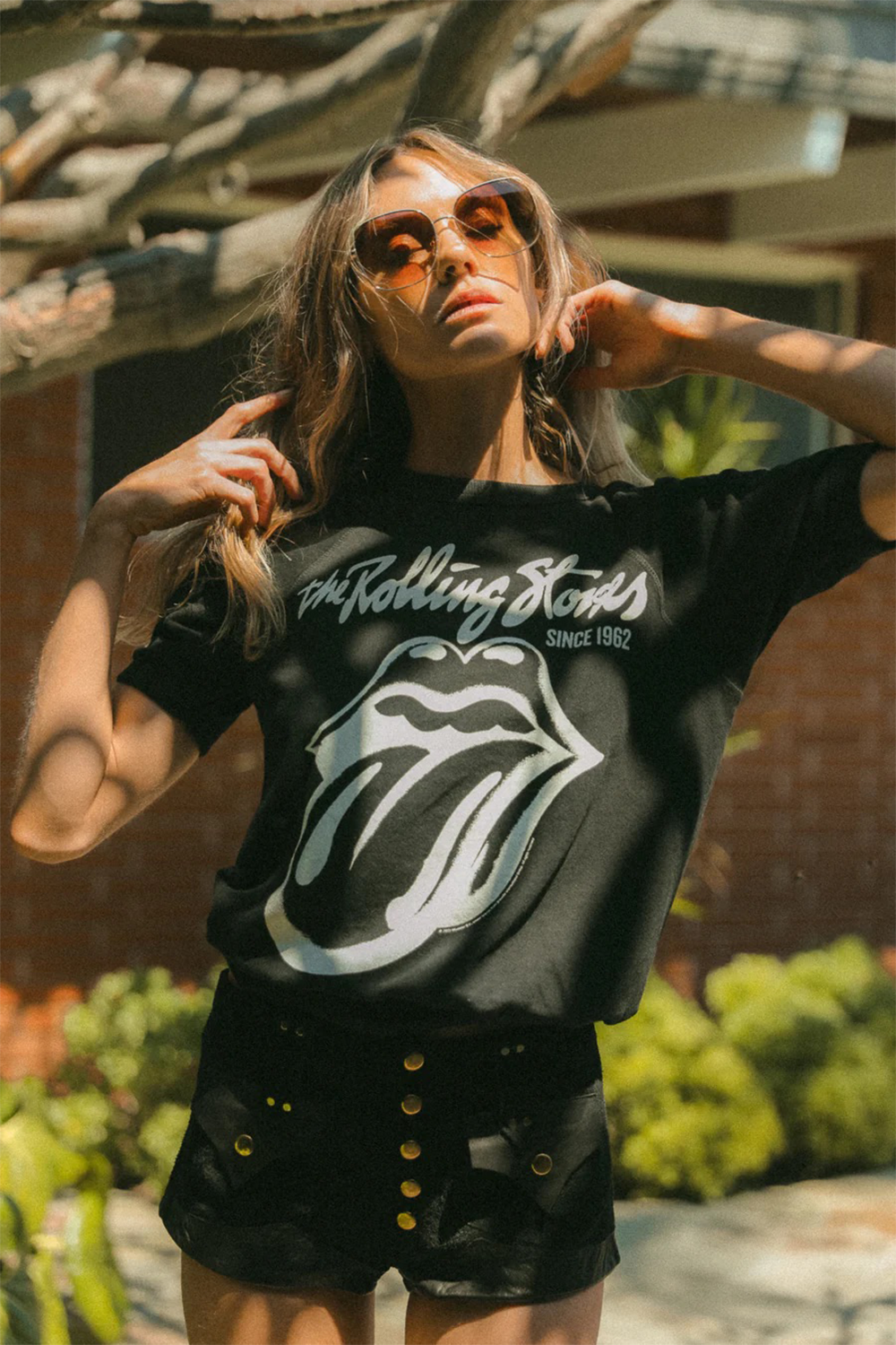 Rolling Stones Black Raglan Tee Womens T Shirt Black