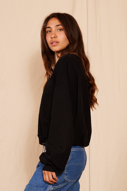 Rolling Stones London Raglan Womens Crewneck Sweatshirt Black