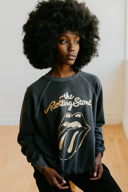 Rolling Stones Sticky Fingers Womens Crewneck Sweatshirt Vintage Black