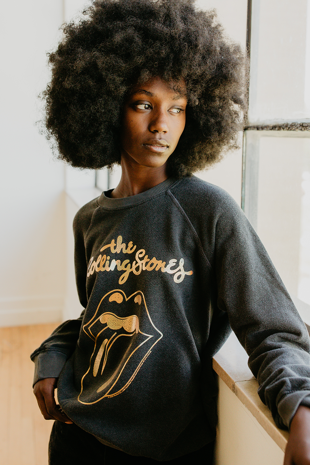 Rolling Stones Sticky Fingers Womens Crewneck Sweatshirt Vintage Black
