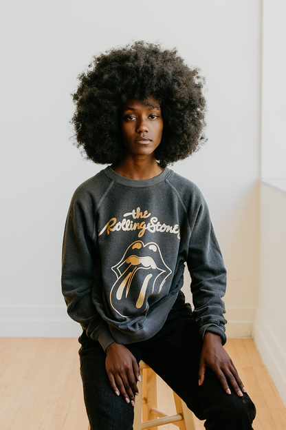 Rolling Stones Sticky Fingers Womens Crewneck Sweatshirt Vintage Black