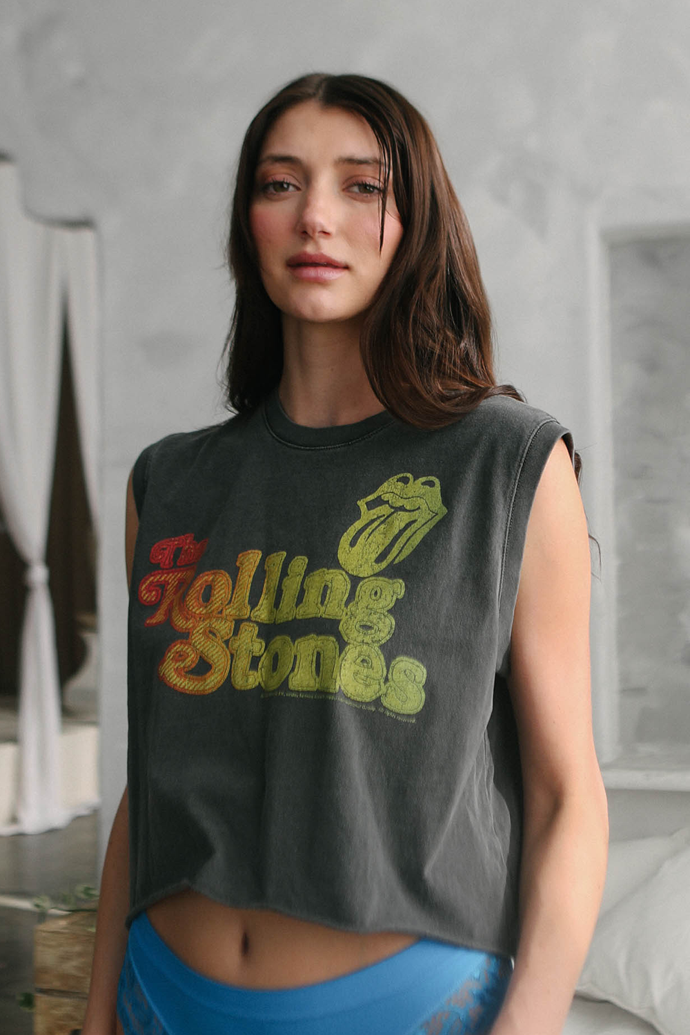 Rolling Stones Hot Stuff Womens Tank Top Shirt Vintage Black