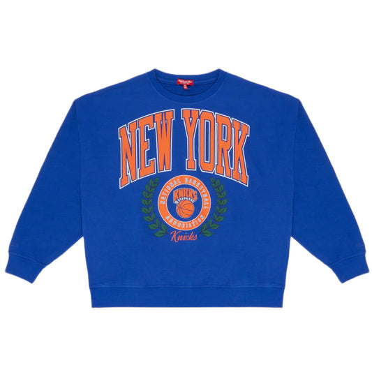 New York Knicks - Mitchell and Ness Womens Logo Lightweight Crew Sweater Blue