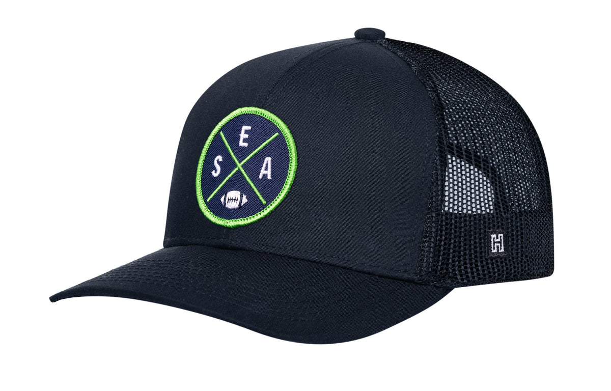 Seattle Trucker Haka Hat Black SEA X Football Snapback
