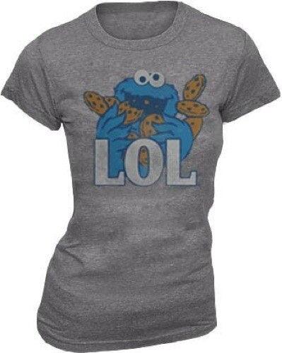 Sesame Street Cookie Monster LOL Heather Gray Juniors T Shirt