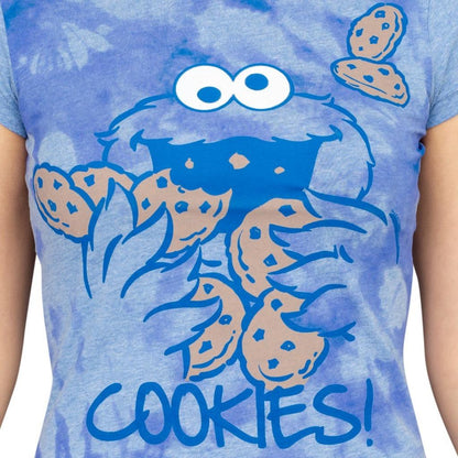 Sesame Street Cookie Monster Nom Nom Cookies Tie-Dye T Shirt
