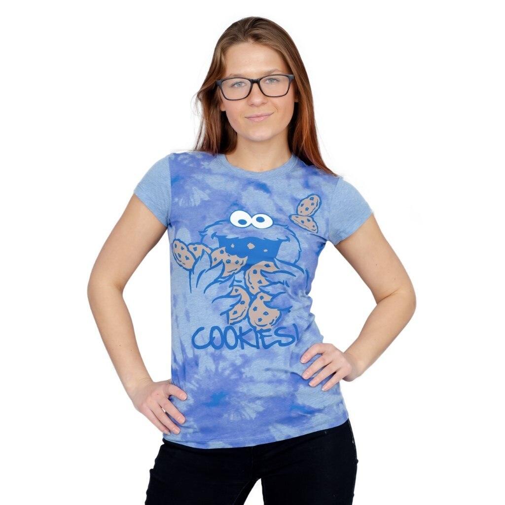 Sesame Street Cookie Monster Nom Nom Cookies Tie-Dye T Shirt