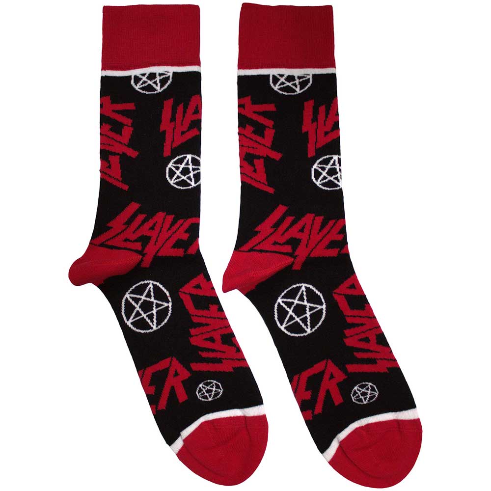 SLAYER Logos and Pentegrams Socks Black