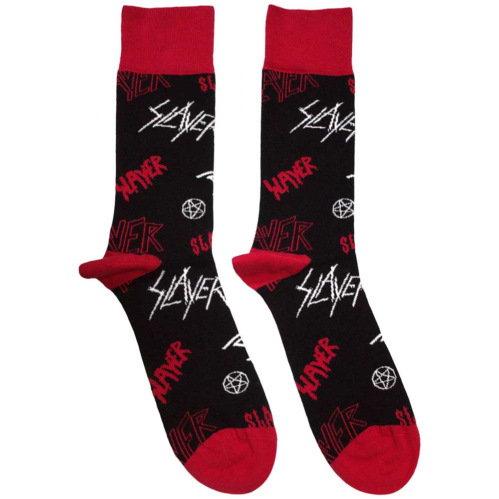 SLAYER Logos Pattern Socks Black