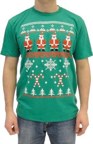 Snowflake and Candy Cane 8-Bit Design T Shirt