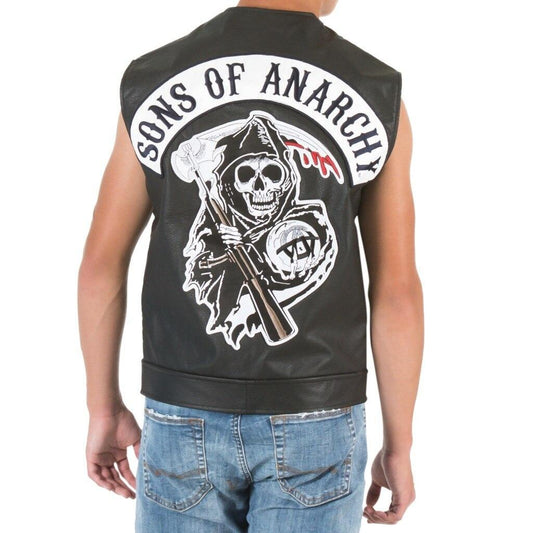 SOA Black Leather Highway Biker Vest