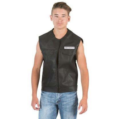 SOA Black Leather Highway Biker Vest