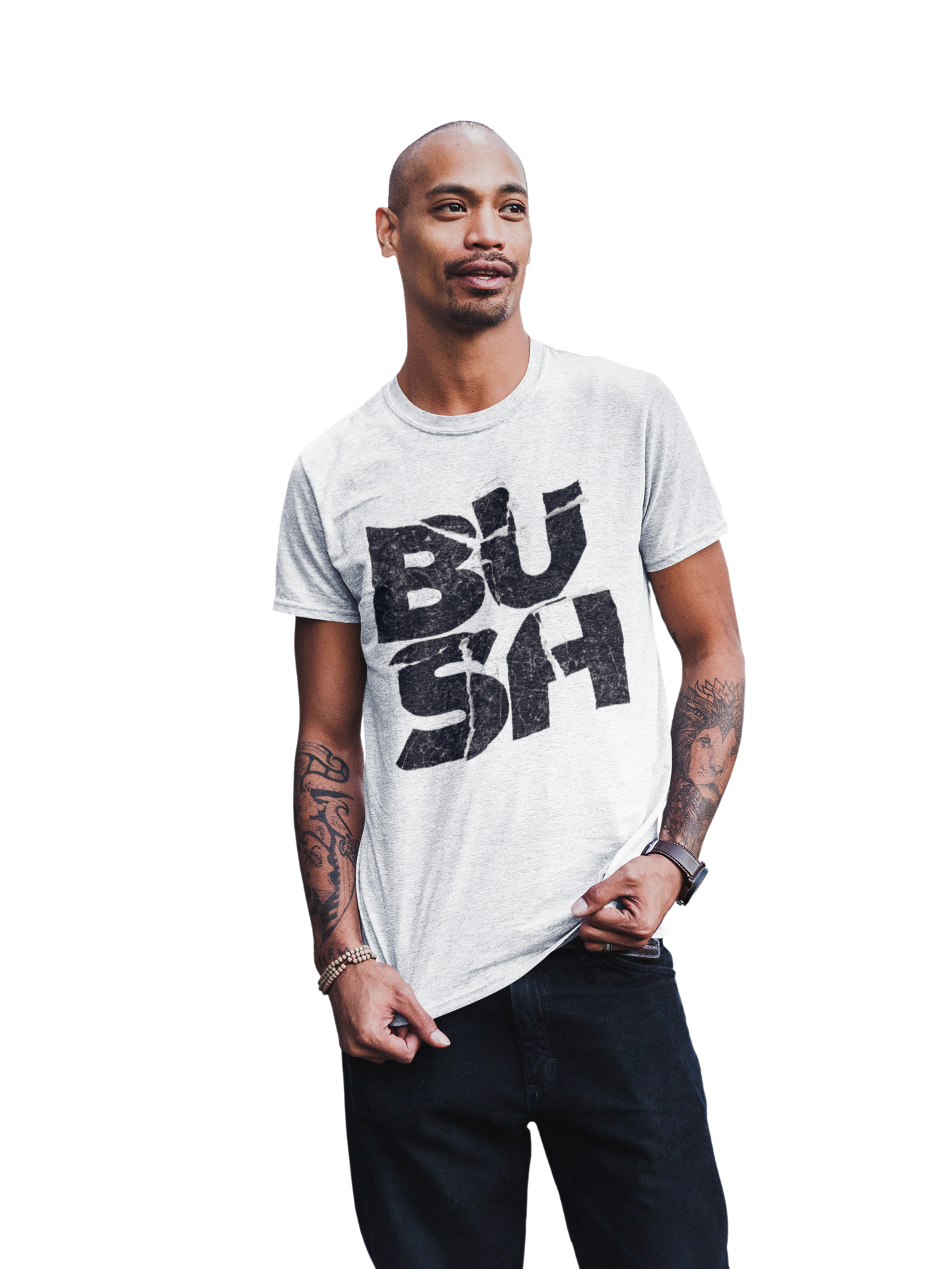 Bush Stacked Logo Jumbo Print Mens T Shirt