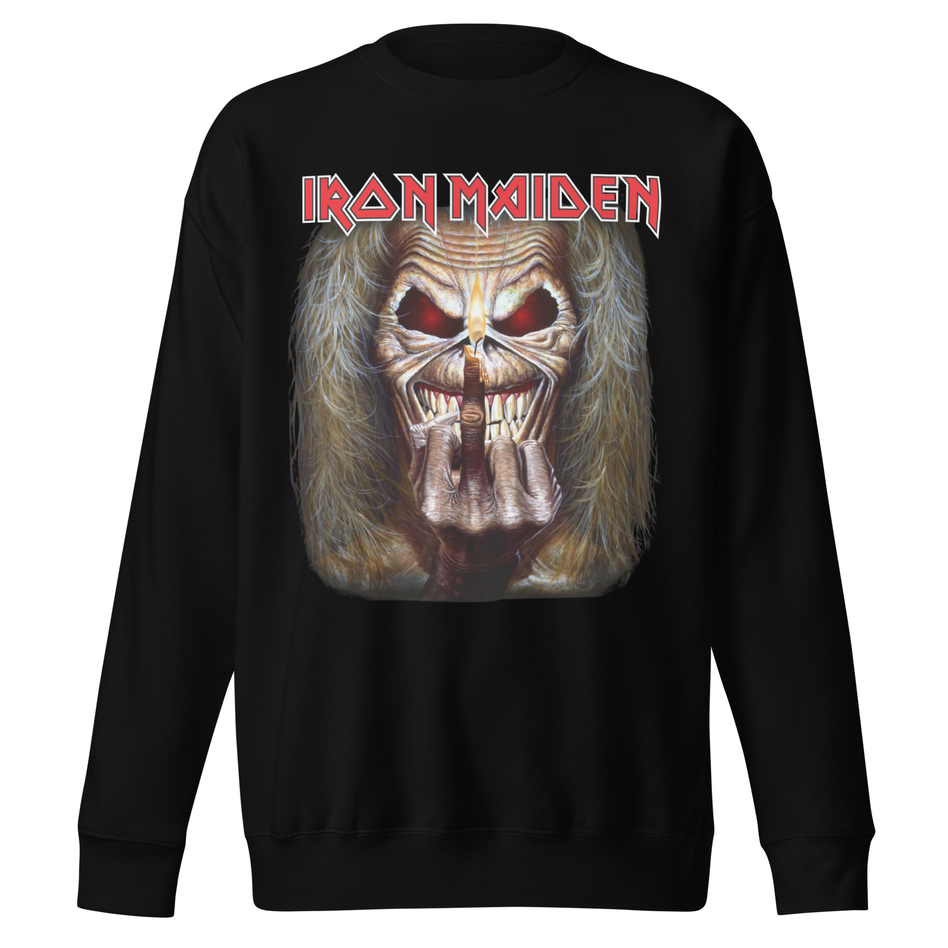 Iron Maiden Candle Finger Jumbo Print Sweatshirt