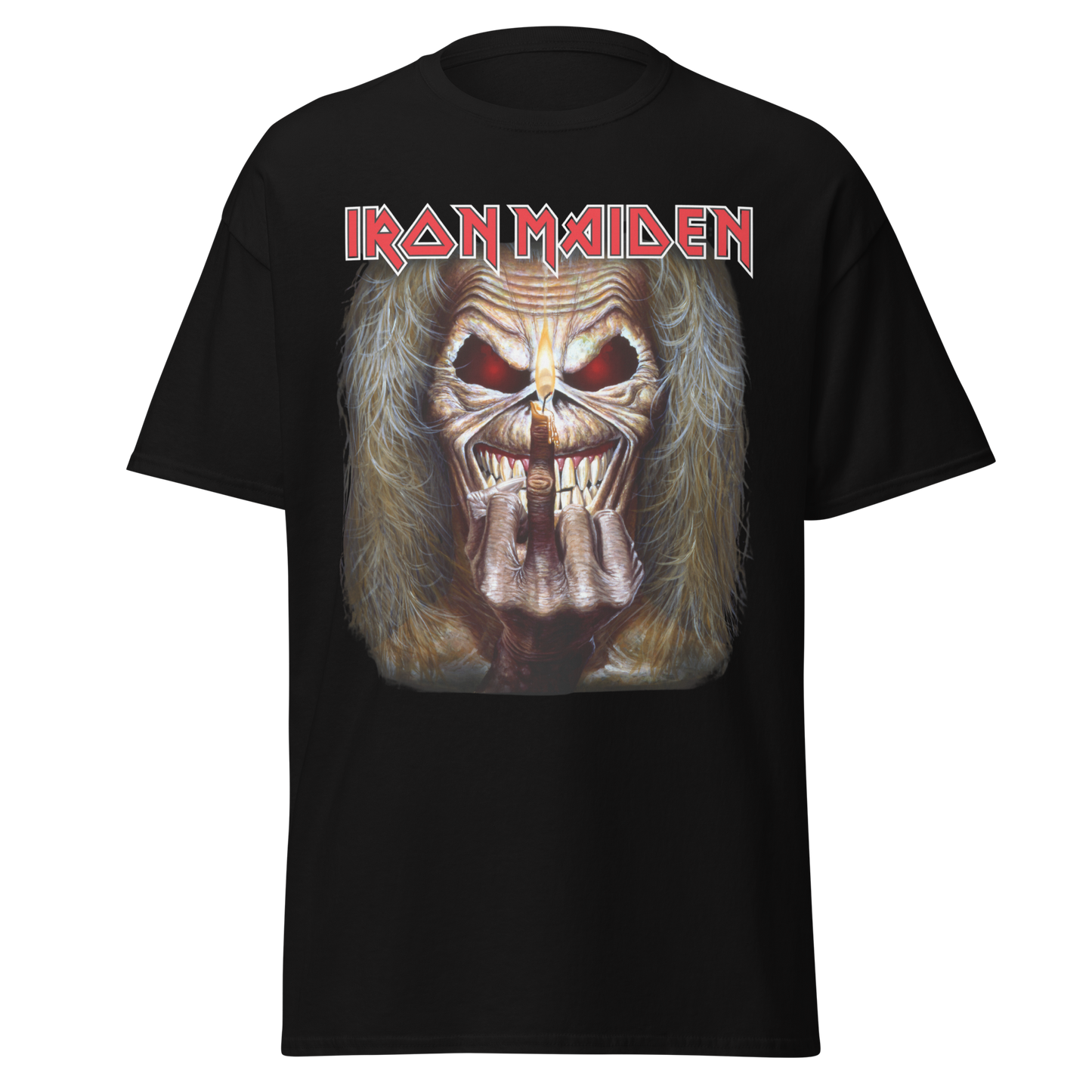Iron Maiden Candle Finger Jumbo Print Mens T Shirt