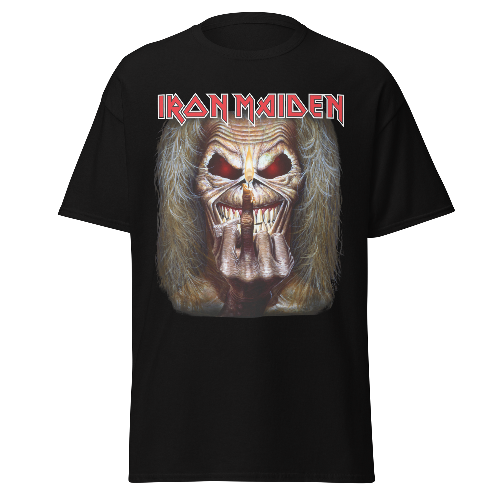 Iron Maiden Candle Finger Jumbo Print Mens T Shirt