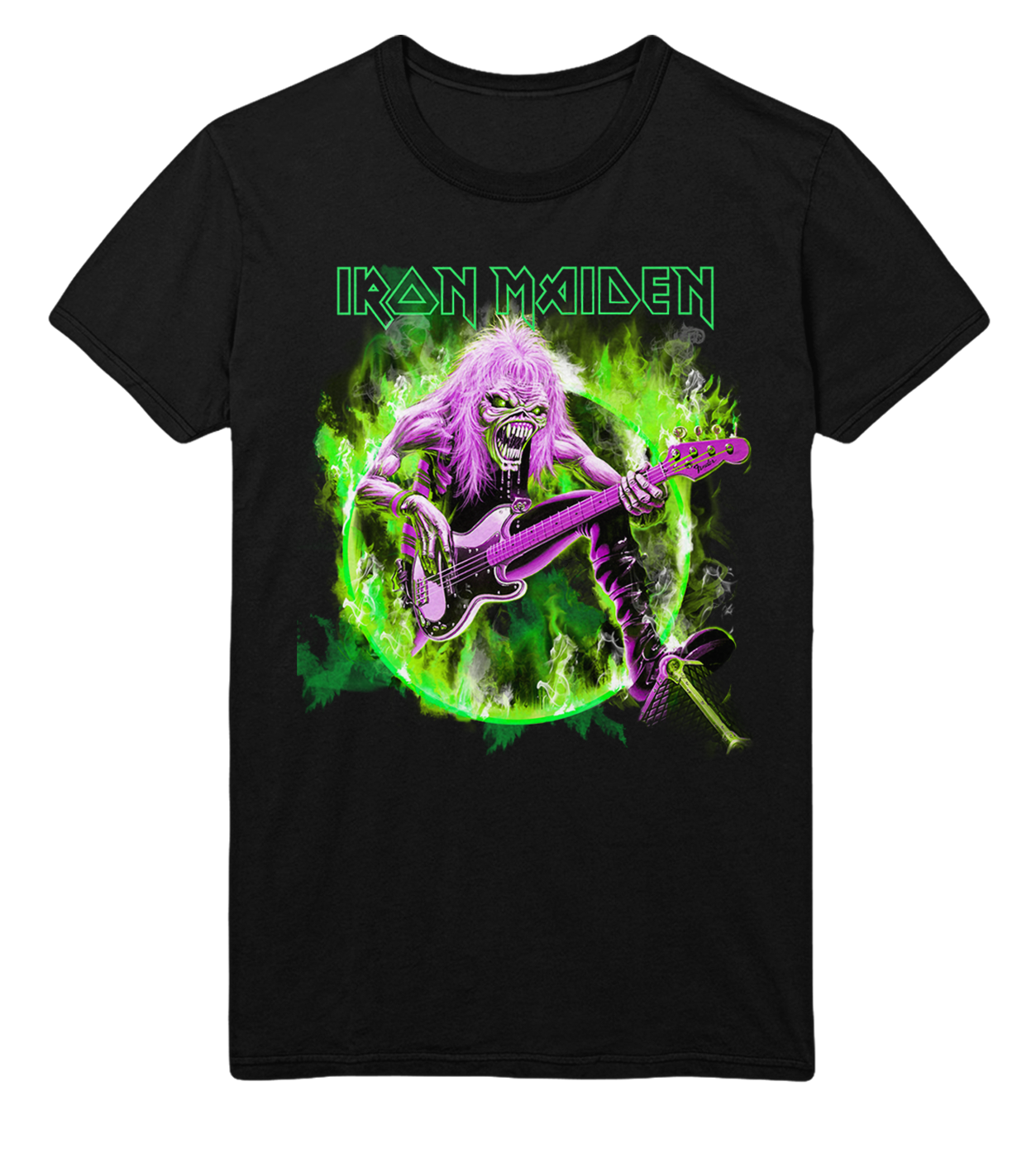 Iron Maiden Green Guitar Jumbo Print Mens T Shirt
