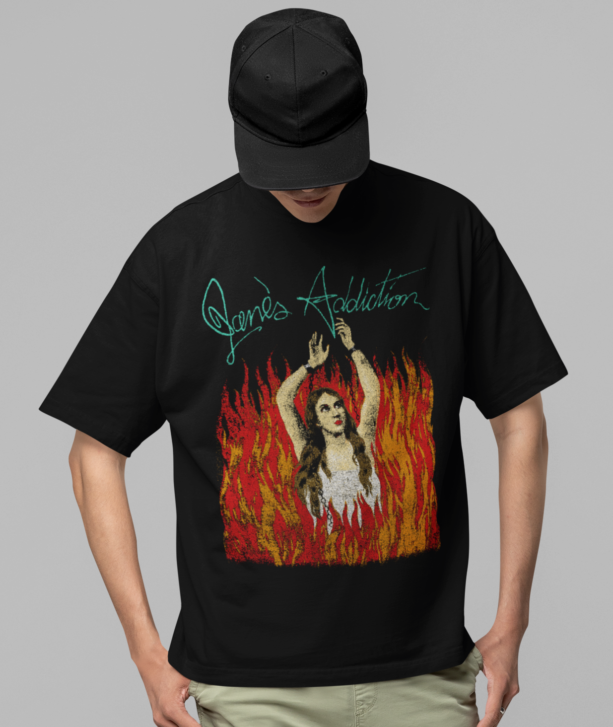Jane's Addiction - Flames Jumbo Print Mens T Shirt