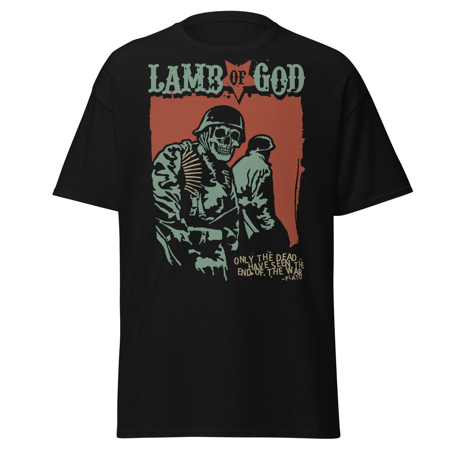 Lamb Of God - Skeleton Army Plato Quote Jumbo Print Mens T Shirt